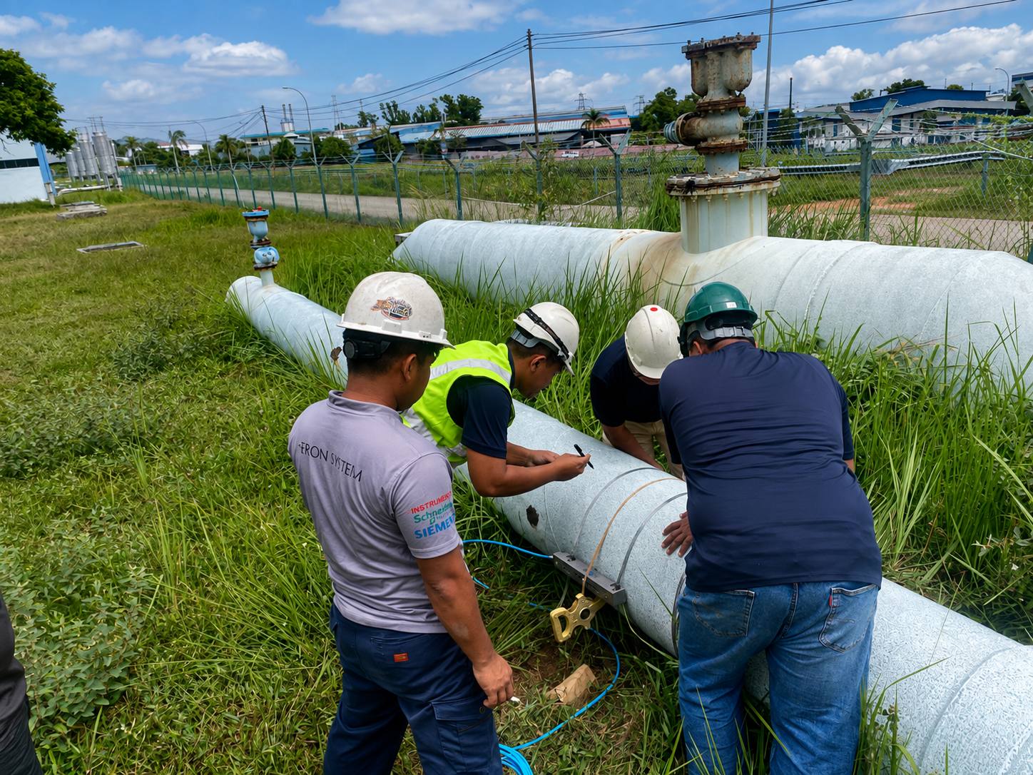 Mimtech technicians servicing a water pipeline in the field